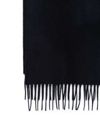 Closed Wool Fringed Scarf - Black