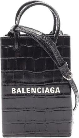 Balenciaga Pre-owned Shopping Phone Holder Leren 2way Schoudertas - Dames - Vintage Mini Tas - Zwart - ONE Size - Leer - Vintage
