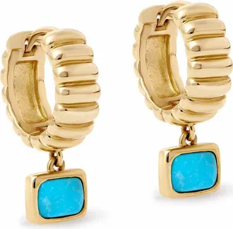 Astley Clarke Gold Aurora Ridge Turquoise Drop Huggies at Nordstrom