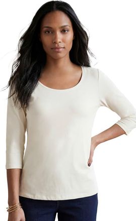 Jessica London Stretch Cotton Scoop Neck Tee (plus) in White at Nordstrom, Size 36