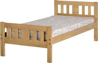 Seconique Seconique - Rio 3 Feet Bed Frame - L198 x W98 x H80 cm - Distressed Waxed Pine