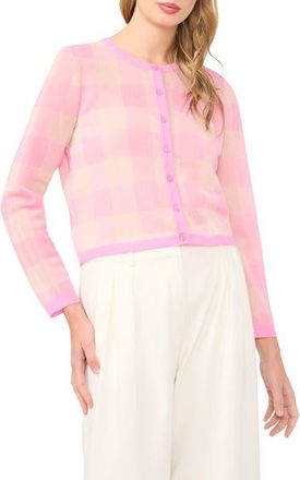 Ted Baker Gracie Plaid Cardigan in Full Blooming Pink at Nordstrom, Size X-Large
