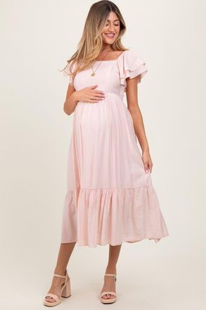 Pinkblush Flutter Sleeve Midi Dress in Light Pink at Nordstrom, Size Medium