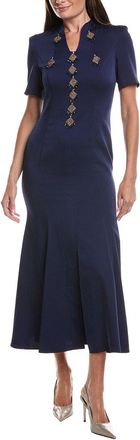 Burryco Blue Solid Maxi Dress