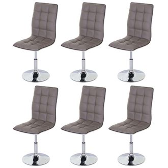 Hhg Hhg - Nunca Usado] Juego De 6 Sillas De Comedor 834, Silla De Cocina, Regulable En Altura, Giratoria, Piel Sint&eacute;tica Con Certificaci&oacute;n Mvg, Gris Topo