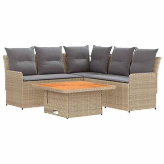 vidaXL Juegos De Muebles 4 Uds. Beige Y Gris Claro Rat&aacute;n Sint&eacute;tico Vidaxl