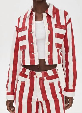 English Factory Bold Stripe Jacket In Red