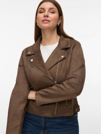 Vero Moda Curve Bikerjacke VERO MODA CURVE VMCJOSE SHORT JACKET NOOS CUR, Damen, Gr. 44, chocolate chip, Web, Obermaterial: 90% Polyester, 10% Elasthan, unifarben, ku