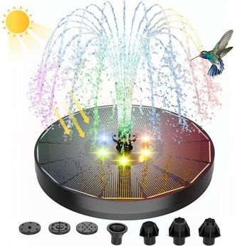 OEM Fontaine Solaire Ext&eacute;rieure De Jardin 3.5w Avec Pompe Pour Bassin, Lumi&egrave;res Color&eacute;es Led Et 7 Buses - Aburnudrey
