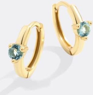 Mint & Lily Solitaire Birthstone Huggie Hoop Earrings in March Aquamarine at Nordstrom