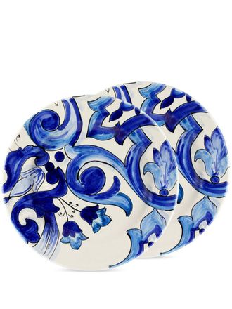 Dolce & Gabbana Set di 2 piatti da frutta Blu Mediterraneo