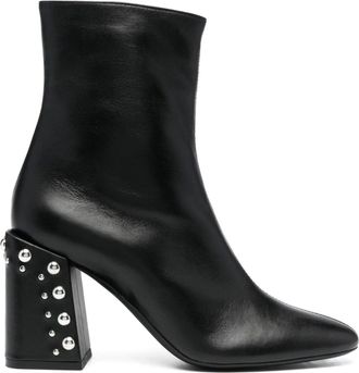 Furla Black Pointed Toe Metallic Detail Sheep Leather Ankle Boots