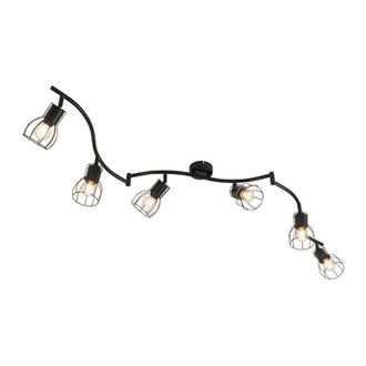 QAZQA Qazqa Moderno Foco De Techo Moderno Negro 145 Cm 6 Luces - Botu Acero Alargada Adecuado Para Led Max. 6 X 40 Watt