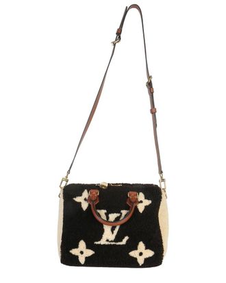 Louis Vuitton Beige, Brown Fabric Monogram Teddy Fleece Speedy Bandouliere 25 (Authentic Pre-Loved)