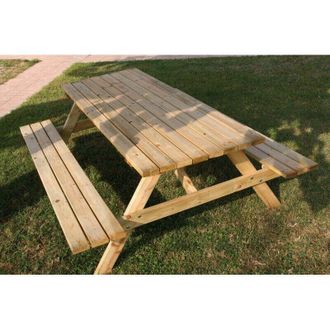 Alce Mesa De Picnic De Jard&iacute;n De Madera 179x150 Cm - Pino Tratado - Asientos Integrados - Kit De Jard&iacute;n - Modelo Pic Nic