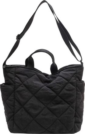 Generic Womens Simple Stylish Large Capacity Tote Bag Soft Lightweight Quilted Shoulder-Bag for School Work Shopping Travel Daily (Black)
