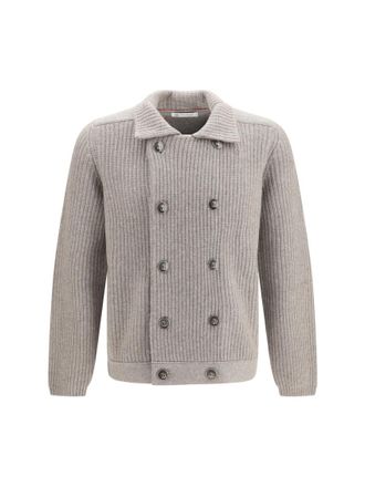 Brunello Cucinelli Grey Shirt Collar Cardigan