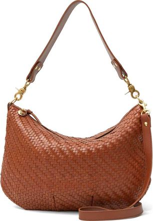 Clare Vivier Moyen Woven Leather Messenger Bag in Hazelnut Woven Zig Zag at Nordstrom