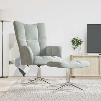 vidaXL Vidaxl - Sill&oacute;n De Relax Con Taburete Terciopelo Gris Claro