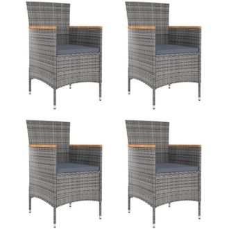vidaXL Vidaxl - Sillas De Comedor De Jard&iacute;n 4 Unidades Rat&aacute;n Sint&eacute;tico Gris