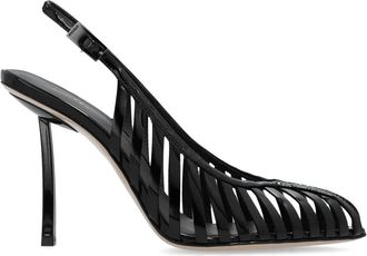 Le Silla Cage leather 100mm sling back pumps - women - Leather/Leather/Fabric - 41 - Black