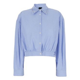 Pinko Shirts, female, Blue, Size: XS Striped Dropped Shirt
