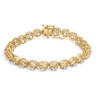 House of Brilliance 10K Yellow Gold Plated.925 Sterling Silver 2.0 Cttw Lab Grown Diamond Openwork Tennis Bracelet