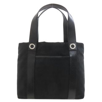 Bulgari Logomania Black Canvas Leather Tote Bag (Pre-Owned)