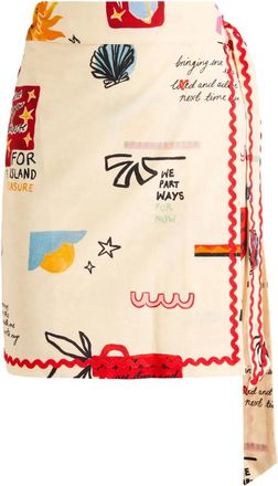 Never Fully Dressed Poema Jaspre wrap mini skirt - women - Cotton/Linen/Flax - 8 - Neutrals