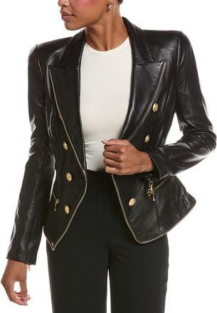 L'agence LAgence Ottilie Zip Leather Blazer