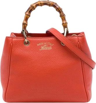 Gucci Pre-owned Satchel - Dames - Vintage Handtas - Oranje - ONE Size - Leer - Vintage