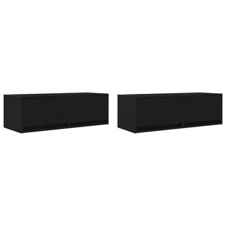 Berkfield Home TV Cabinets 2 pcs Black Oak 80x31x25.5 cm Engineered Wood