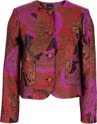 Plaîn Plain, Jassen, Dames, Veelkleurig, XS, Collarless Jas met All-Over Broccato Motief in Tech Stof