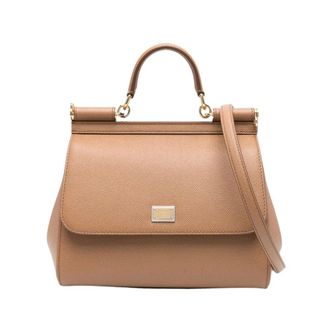 Dolce & Gabbana Tassen, Dames, Bruin, ONE Size, Leer, Sicily Grote Handtas