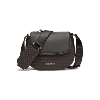Calvin Klein womens Bella Novelty Crossbody, Brown/Khaki/Black Mini, One size