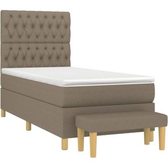 vidaXL Cama Box Spring Con Colch&oacute;n Tela Gris Taupe 90x190 Cm Vidaxl