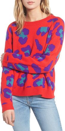 Blank NYC Leopard Intarsia Sweater in Red at Nordstrom, Size X-Small