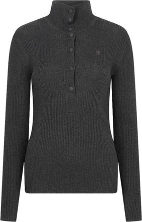 Dante6 Lisai Rib-Knitted Polo Sweater - Dames - Truien - Grijs - Maat: M Wol