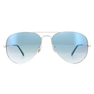 Ray-Ban Womens Sunglasses Aviator 3025 Silver Gradient Light Blue 003/3F 55mm Metal - One Size