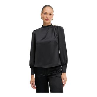 Fracomina Camicetta in Raso Vestibilit&agrave; Regolare - - Blouses & Shirts - Donna - Nero - S