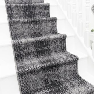 Runrug Stair Runner Carpet - Reversible & Durable, 2mm - Plaid in Black | Size: 60 cm x 660 cm