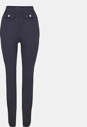 HUGO BOSS Womens Tubeka Solid Patterned Slim Cigarette Trousers - Blue - Size: 8/29in/30in