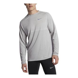 Nike Mens Nike Medalist Dry Chest Embroidered Logo Round Neck Long Sleeves Gray T-Shirt 891425-027