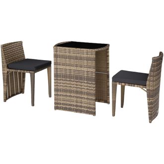 TecTake Garden Table & Chairs Hamburg - 2 chairs, 1 dining table, bistro set in Natural | Size: 2 Seater
