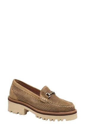 Johnston & Murphy Emmalynn Perforated Bit Loafer in Taupe Suede at Nordstrom, Size 8.5