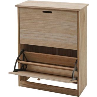 Hhg Scarpiera salvaspazio con 2 ante a ribalta 398 mdf legno paulonia naturale