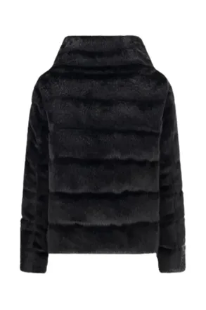 Herno Quilted Faux Fur Down Jacket - Black
