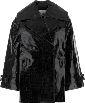 Ganni Black Double Breasted Midi Jacket