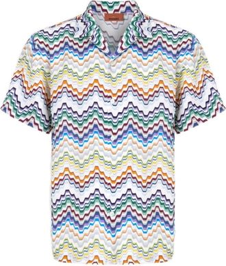 Missoni Bowling Shirt in Viscose with Zigzag Print - male - Missoni - Short Sleeve Shirts - Multicolor - L - Shirts