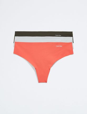Calvin Klein Womens Invisibles 3-Pack Thong - Multi - XS